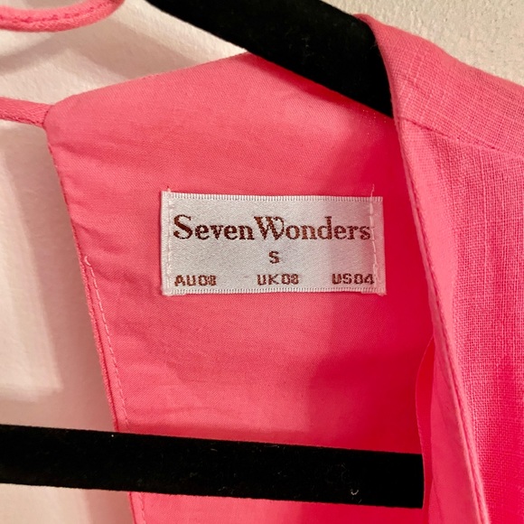 Seven Wonders V Neck Puff Sleeve Linen Maxi Dress in Pink Size S - Picture 6 of 11